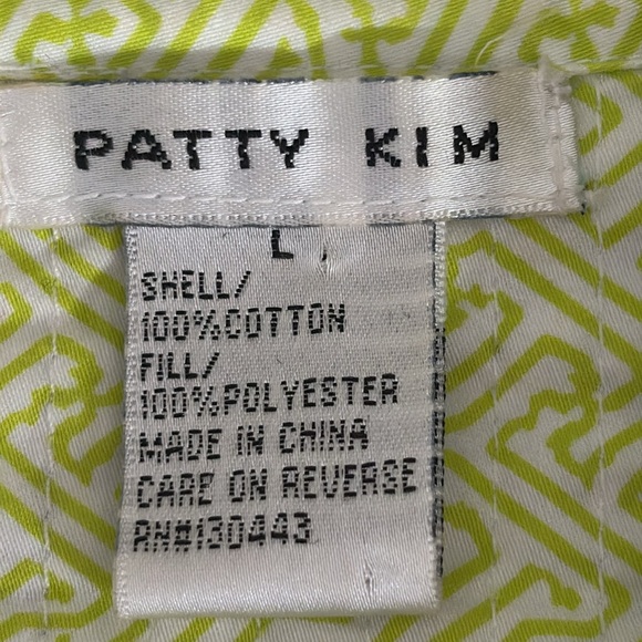 Patty Kim Quilted Cotton Floral Jacket in Lime - Size Large - Picture 4 of 7